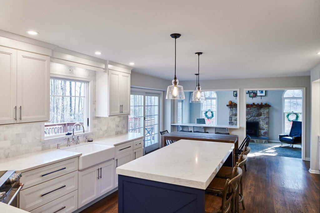 Open Concept in Ardmore, PA kitchen remodel — White Shaker cabinetry