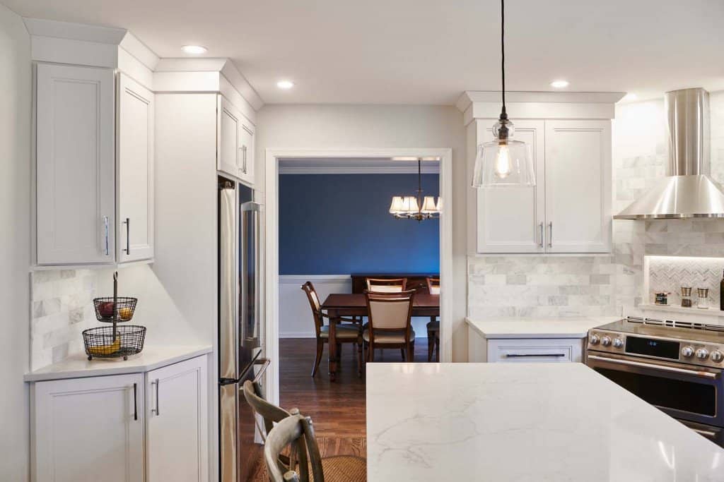Pantry View in Ardmore, PA kitchen remodel — White Shaker cabinetry