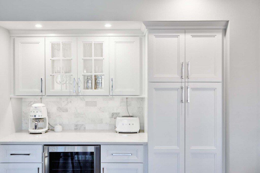 Wet Bar in Ardmore, PA kitchen remodel — White Shaker cabinetry