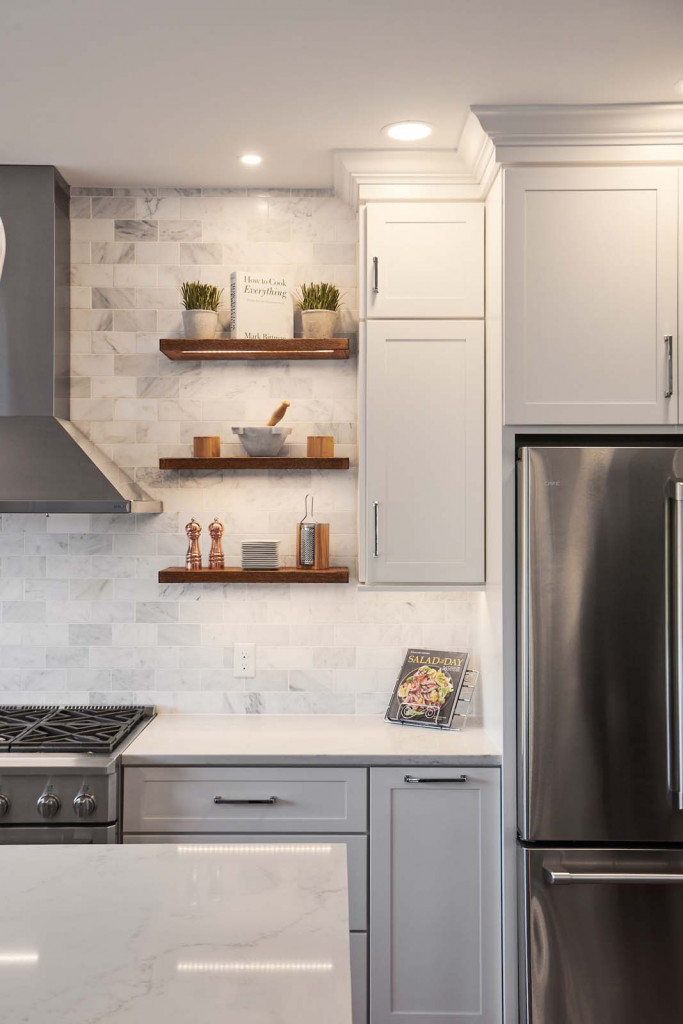 Window Sink in Chadds Ford, PA kitchen remodel — White frameless Shaker cabinetry