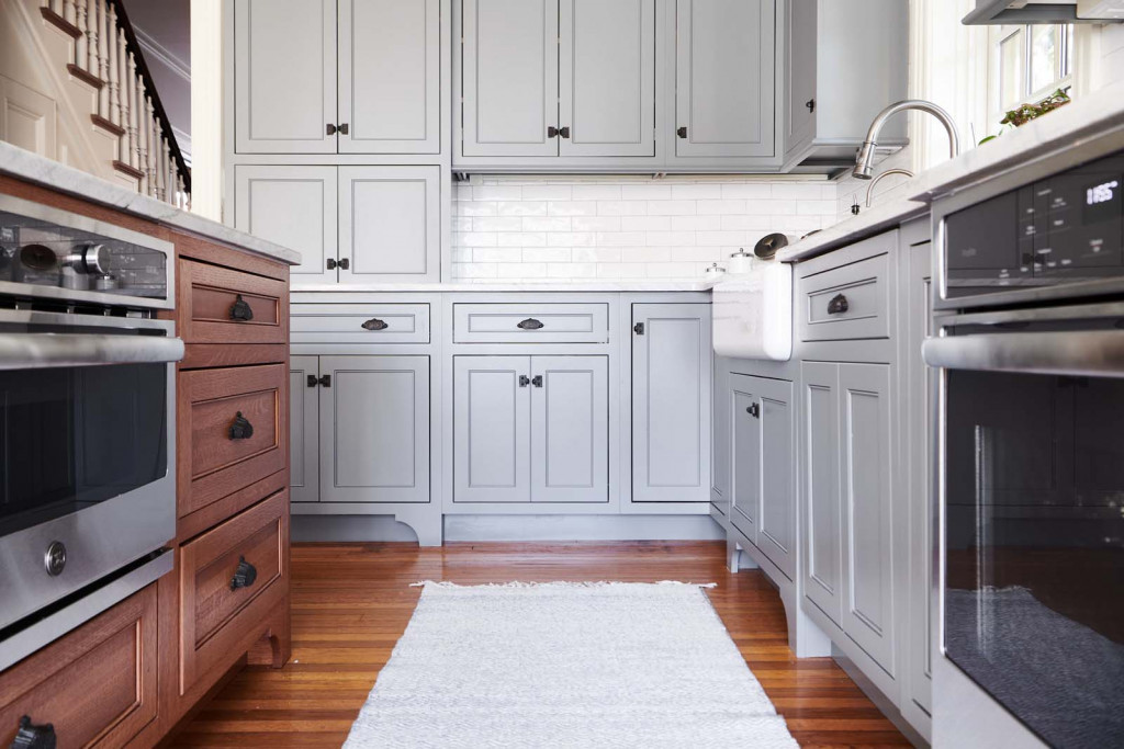 Walnut Prep in Devon, PA kitchen remodel — Gray inset Shaker perimeter