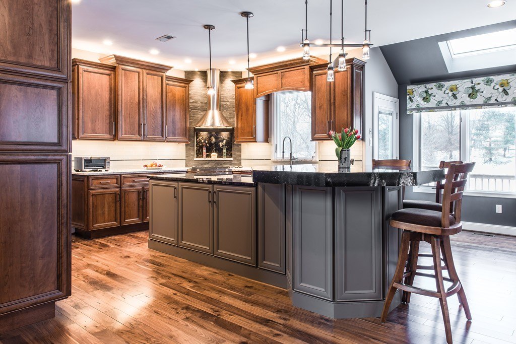 Cone Hood in Downingtown, PA kitchen remodel — Two-tone raised-panel cabinetry