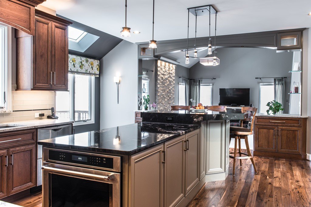 Vaulted Ceiling in Downingtown, PA kitchen remodel — Two-tone raised-panel cabinetry