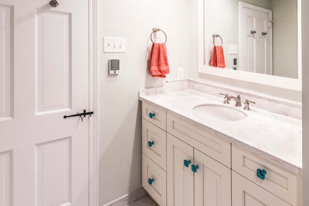 Turquoise-Pulls Bathroom Remodel