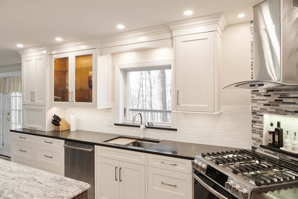 French Fridge in Kennett Square, PA kitchen remodel — White Shaker cabinetry