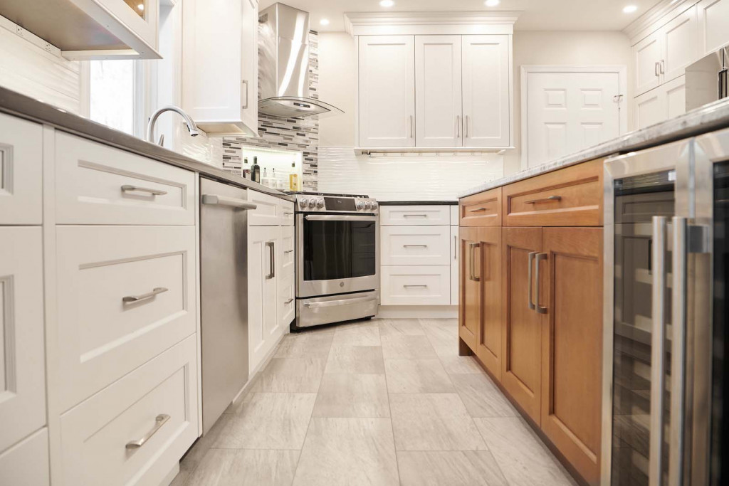 Fridge Pendant in Kennett Square, PA kitchen remodel — White Shaker cabinetry