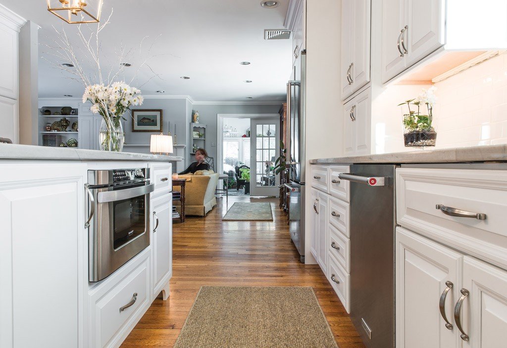 Bamboo Chairs in Newtown Square, PA kitchen remodel — Cream raised-panel cabinetry