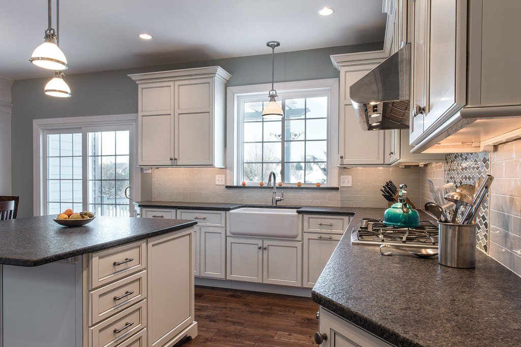 Galley Mosaic in Paoli, PA kitchen remodel — Cream glazed Shaker cabinetry