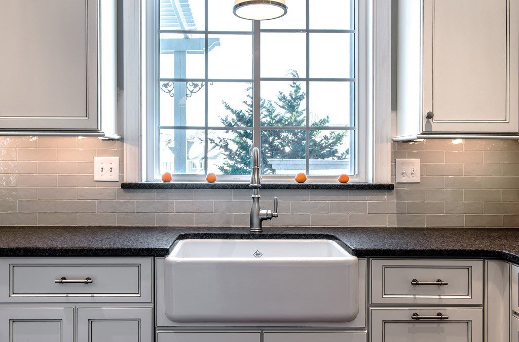 Rohl Sink in Paoli, PA kitchen remodel — Cream glazed Shaker cabinetry