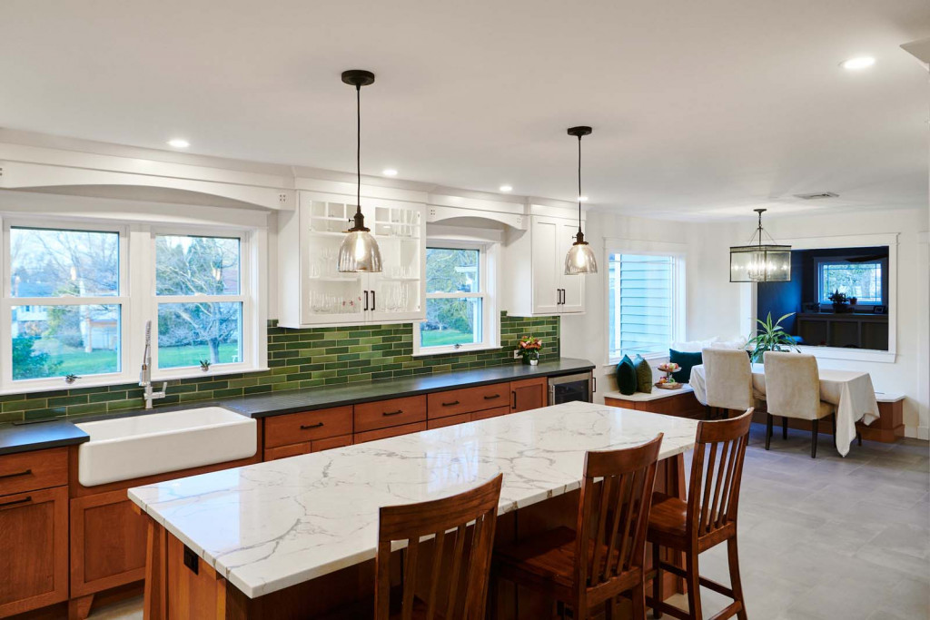 Dining Nook in Phoenixville, PA kitchen remodel — Two-tone Shaker cabinetry