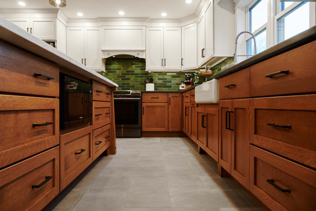 Galley View in Phoenixville, PA kitchen remodel — Two-tone Shaker cabinetry