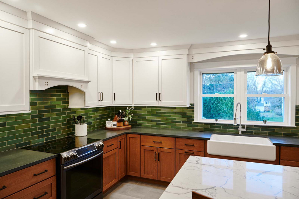 Green Subway in Phoenixville, PA kitchen remodel — Two-tone Shaker cabinetry
