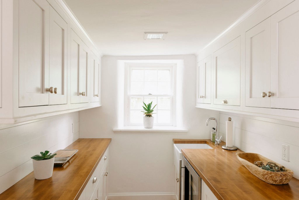 Butler Pantry in Wayne, PA kitchen remodel — White inset Shaker cabinetry