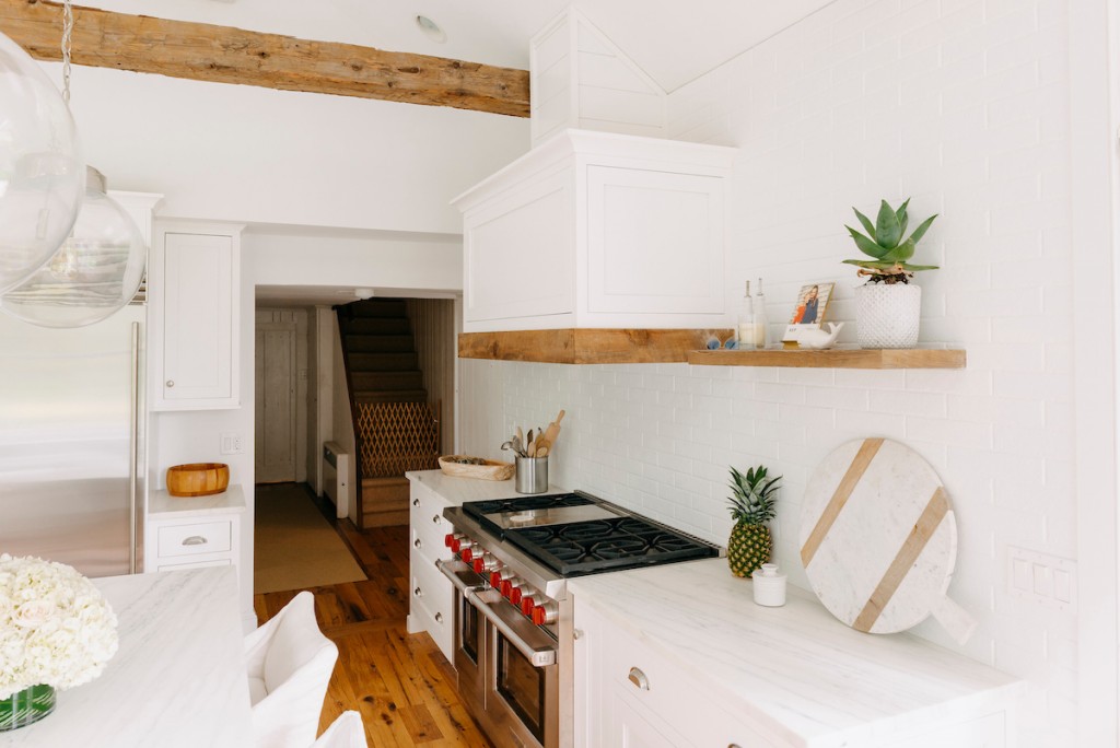 Cathedral Ceiling in Wayne, PA kitchen remodel — White inset Shaker cabinetry