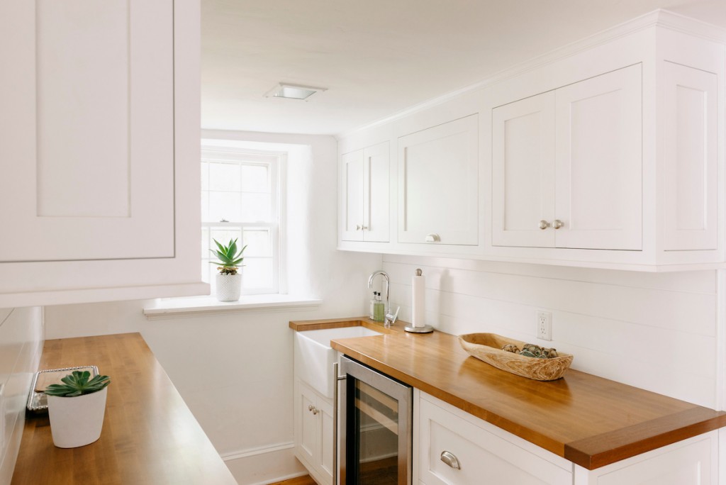 Pantry Sink in Wayne, PA kitchen remodel — White inset Shaker cabinetry