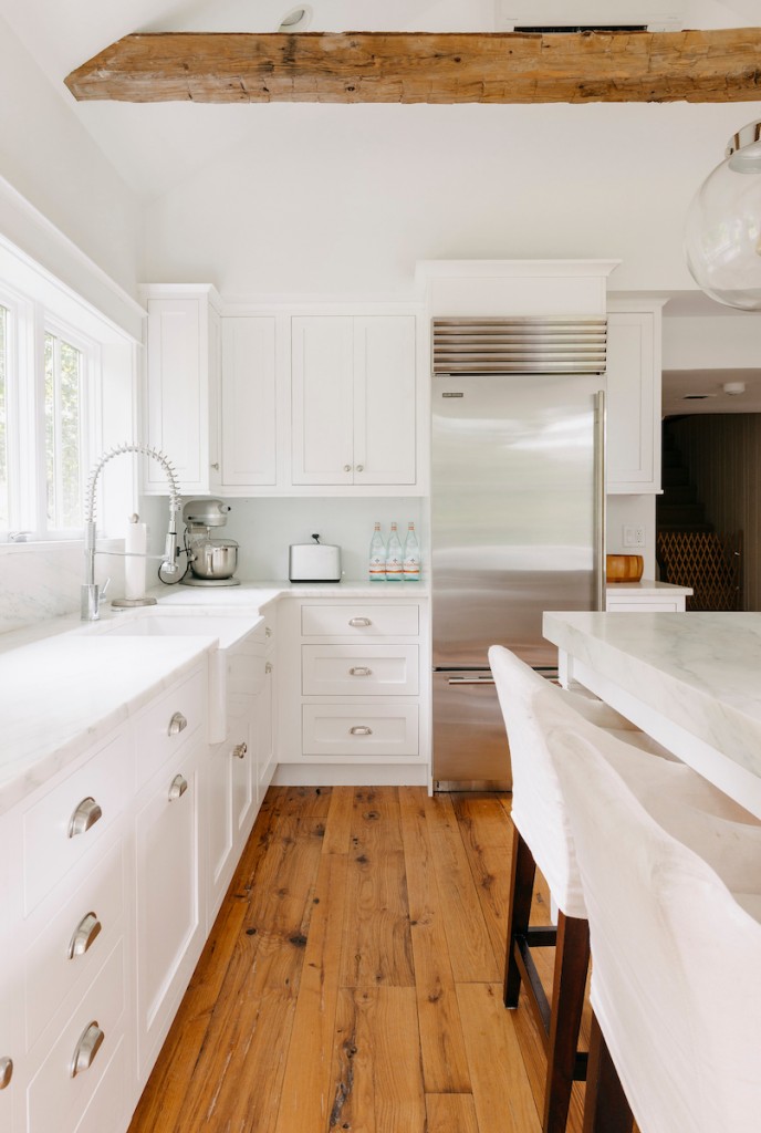 Vertical Galley in Wayne, PA kitchen remodel — White inset Shaker cabinetry