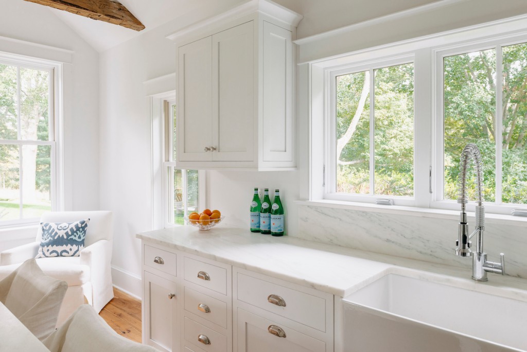 Vertical Sink in Wayne, PA kitchen remodel — White inset Shaker cabinetry