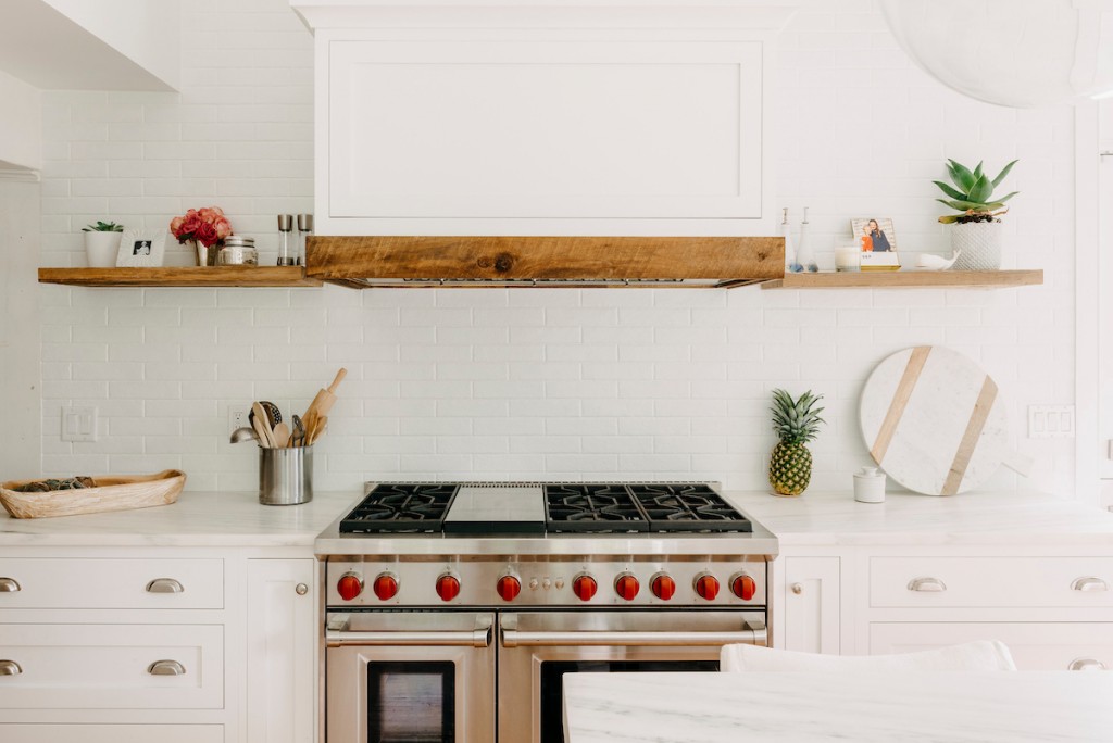 Wolf Range in Wayne, PA kitchen remodel — White inset Shaker cabinetry