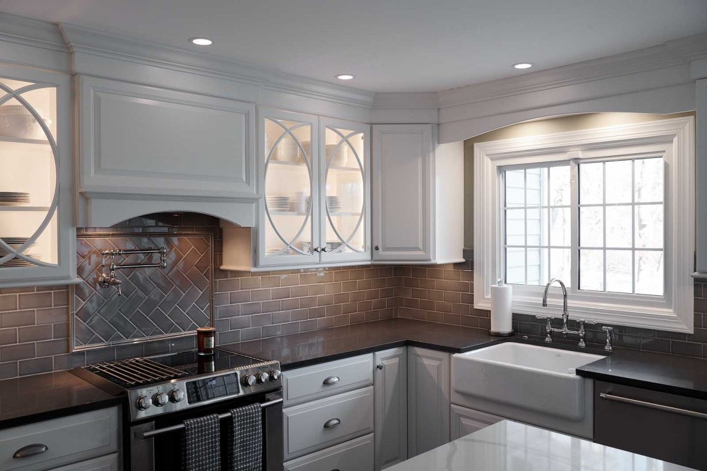 West Chester kitchen sink with fireclay farmhouse apron-front and quartz perimeter counter